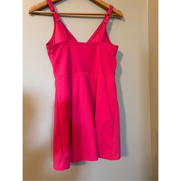 Lands End Size S Tulip Wrap Swim Dress Hot Pink One Piece Modest Swimsuit Preppy - Picture 7 of 11